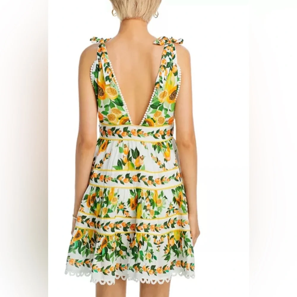 NWT XXS FARM Rio Papaya Print Mini Dress - Picture 3 of 6